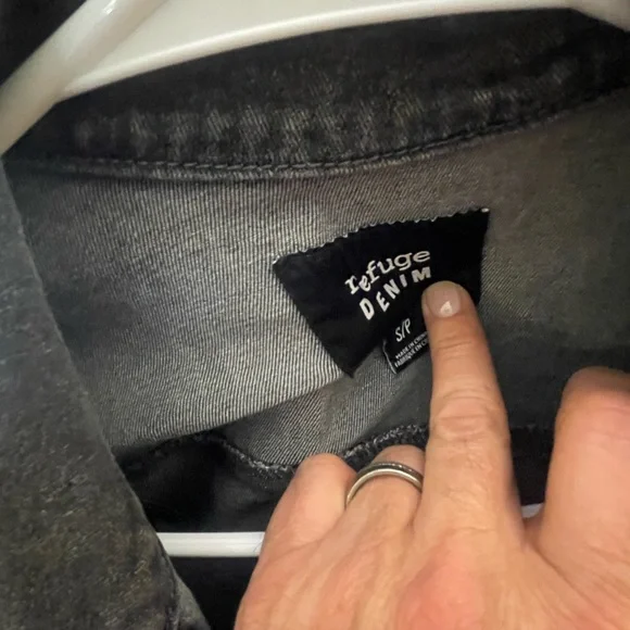 Refuge Charcoal Denim Jacket. Cropped and modified - Picture 3 of 5